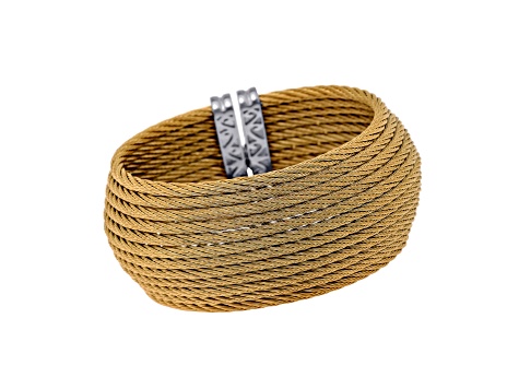 Stainless Steel and 18K Yellow Gold Cuff Bracelet
