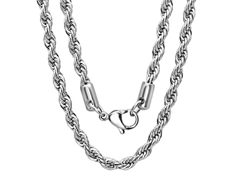 Men's Stainless Steel 24 Inch Rope Necklace 1196EA JTV