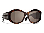 Chanel Oval Black Quilted Arm Frame / Gray Lenses Sunglasses
