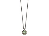 Sterling Silver with 14K Accent Antiqued Green Quartz and Diamond Necklace