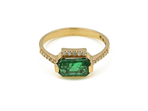 1.49 Ctw Emerald with 0.14 Ctw Diamond Ring in 14K YG