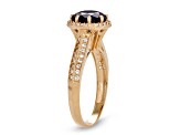 Lab Created Blue Sapphire with White Sapphire 10K Yellow Gold Halo Ring 2.52ctw