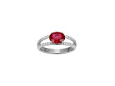 Lab Created Ruby And White Cubic Zirconia Platinum Over Sterling Silver Ring 1.72ctw