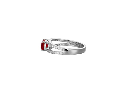 Lab Created Ruby And White Cubic Zirconia Platinum Over Sterling Silver Ring 1.72ctw