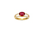 Lab Created Ruby And White Cubic Zirconia 18K Gold Over Sterling Silver Ring 1.72ctwctw