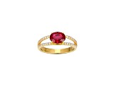 Lab Created Ruby And White Cubic Zirconia 18K Gold Over Sterling Silver Ring 1.72ctwctw
