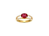 Lab Created Ruby And White Cubic Zirconia 18K Gold Over Sterling Silver Ring 1.72ctwctw