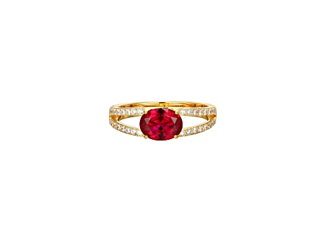 Lab Created Ruby And White Cubic Zirconia 18K Gold Over Sterling Silver Ring 1.72ctwctw