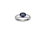 Lab Created Blue Sapphire And White Cubic Zirconia Platinum Over Sterling Silver Ring 1.72ctw