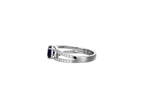 Lab Created Blue Sapphire And White Cubic Zirconia Platinum Over Sterling Silver Ring 1.72ctw