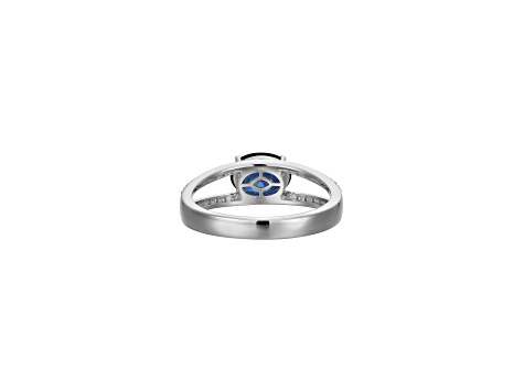 Lab Created Blue Sapphire And White Cubic Zirconia Platinum Over Sterling Silver Ring 1.72ctw