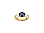 Lab Created Blue Sapphire And White Cubic Zirconia 18K Gold Over Sterling Silver Ring 1.72ctw