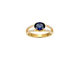 Lab Created Blue Sapphire And White Cubic Zirconia 18K Gold Over Sterling Silver Ring 1.72ctw