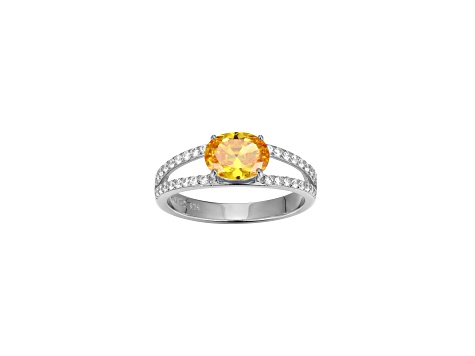 Yellow And White Cubic Zirconia Platinum Over Sterling Silver Ring 2.41ctw