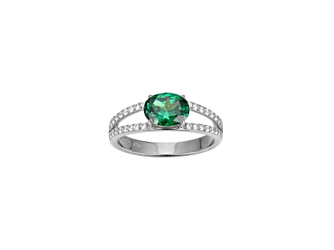 Green And White Cubic Zirconia Platinum Over Sterling Silver Ring 2.27ctw