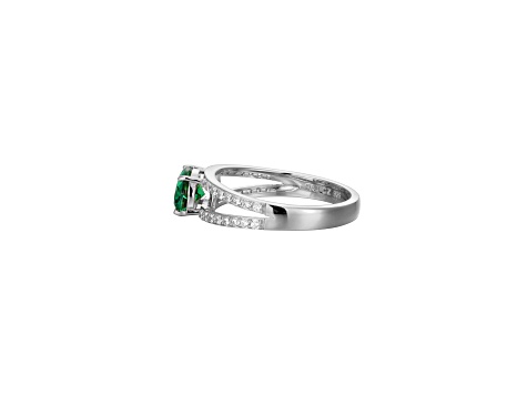 Green And White Cubic Zirconia Platinum Over Sterling Silver Ring 2.27ctw