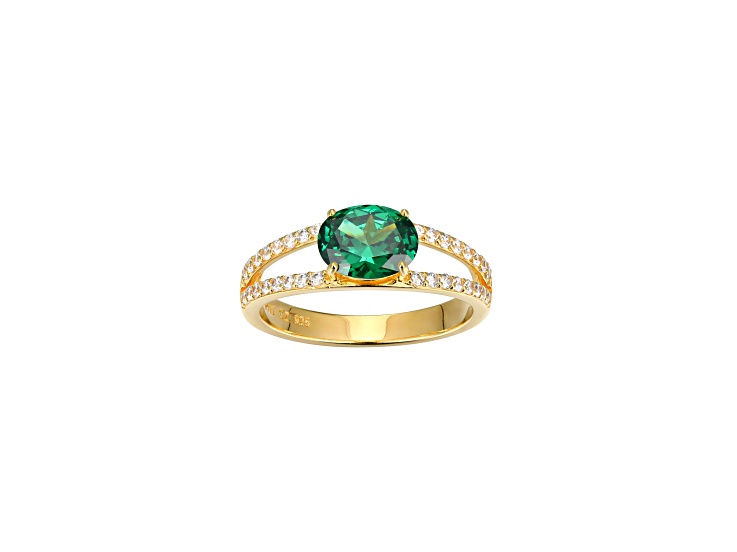 Green And White Cubic Zirconia 18K Gold Over Sterling Silver Ring 2.27ctw