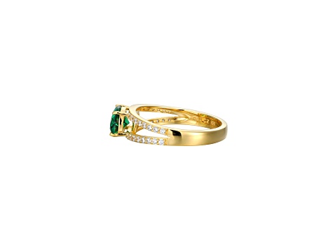 Green And White Cubic Zirconia 18K Gold Over Sterling Silver Ring 2.27ctw