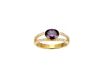 Purple And White Cubic Zirconia 18K Gold Over Sterling Silver Ring 2.41ctw