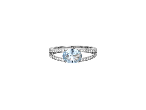 Blue Lab Created Blue Spinel And White Cubic Zirconia Platinum Over Silver Ring 2.47ctw