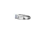 Blue Lab Created Blue Spinel And White Cubic Zirconia Platinum Over Silver Ring 2.47ctw