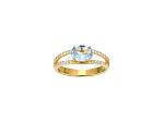 Blue Lab Create Spinel And White Cubic Zirconia 18K Gold Over Silver Ring 2.47ctw