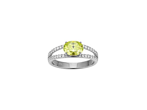 Green And White Cubic Zirconia Platinum Over Sterling Silver Ring 2.41ctw