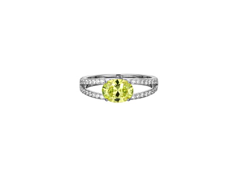 Green And White Cubic Zirconia Platinum Over Sterling Silver Ring 2.41ctw