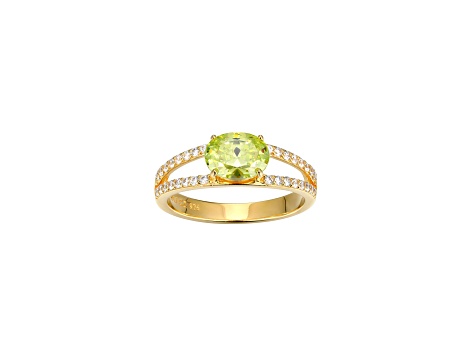 Green And White Cubic Zirconia 18K Gold Over Sterling Silver Ring 2.41ctw