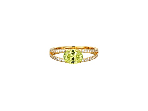 Green And White Cubic Zirconia 18K Gold Over Sterling Silver Ring 2.41ctw