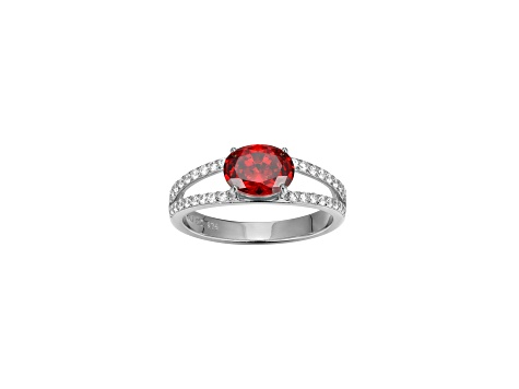 Red And White Cubic Zirconia Platinum Over Sterling Silver Ring 2.41ctw
