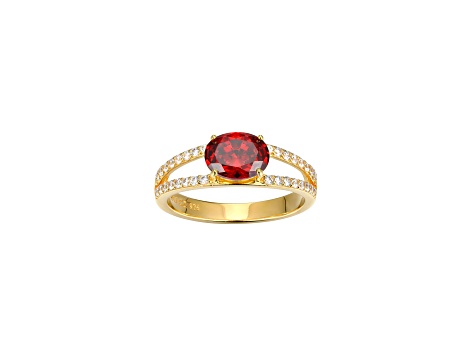 Red And White Cubic Zirconia 18K Gold Over Sterling Silver Ring 2.41ctw