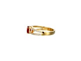 Red And White Cubic Zirconia 18K Gold Over Sterling Silver Ring 2.41ctw