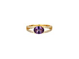 Lab Created Alexandrite And White Cubic Zirconia 18K Gold Over Sterling Silver Ring 1.66ctw