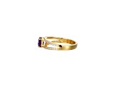 Lab Created Alexandrite And White Cubic Zirconia 18K Gold Over Sterling Silver Ring 1.66ctw