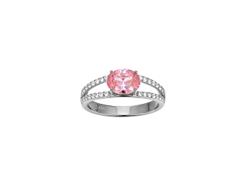 Picture of Pink And White Cubic Zirconia Platinum Over Sterling Silver Ring 1.72ctw