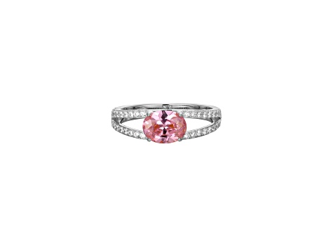 Pink And White Cubic Zirconia Platinum Over Sterling Silver Ring 1.72ctw