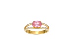 Pink And White Cubic Zirconia 18K Gold Over Sterling Silver Ring 1.72ctw