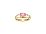 Pink And White Cubic Zirconia 18K Gold Over Sterling Silver Ring 1.72ctw