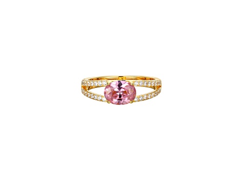 Pink And White Cubic Zirconia 18K Gold Over Sterling Silver Ring 1.72ctw