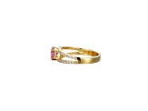 Pink And White Cubic Zirconia 18K Gold Over Sterling Silver Ring 1.72ctw