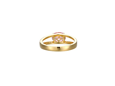 Pink And White Cubic Zirconia 18K Gold Over Sterling Silver Ring 1.72ctw