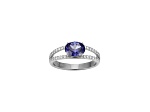 Blue And White Cubic Zirconia Platinum Over Sterling Silver Ring 1.72ctw
