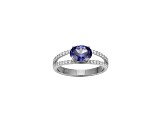 Blue And White Cubic Zirconia Platinum Over Sterling Silver Ring 1.72ctw