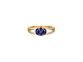 Blue And White Cubic Zirconia 18K Gold Over Sterling Silver Ring 1.72ctw