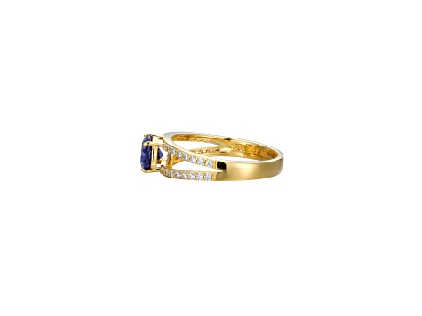 Blue And White Cubic Zirconia 18K Gold Over Sterling Silver Ring 1.72ctw