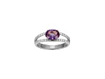 Lab Created Sapphire And White Cubic Zirconia Platinum Over Sterling Silver Ring 1.66ctw