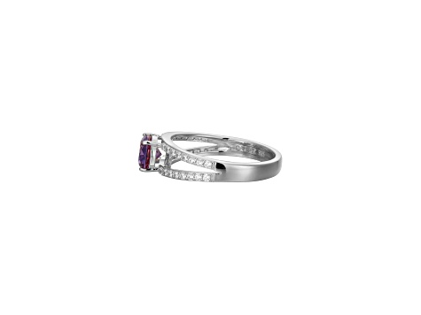 Lab Created Sapphire And White Cubic Zirconia Platinum Over Sterling Silver Ring 1.66ctw