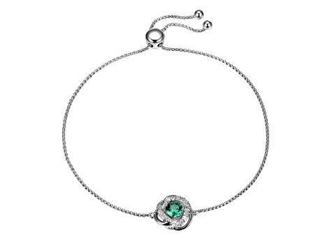 Green Lab Created Emerald Rhodium Over Sterling Silver Bracelet 0.47ctw