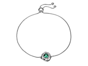 Green Lab Created Emerald Rhodium Over Sterling Silver Bracelet 0.47ctw